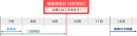2025年7月申込の場合のイメージ（残高判定日は９月31日）