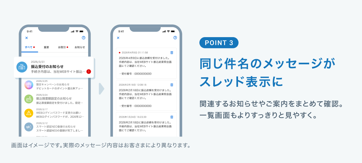 POINT3 同じ件名のメッセージがスレッド表示に